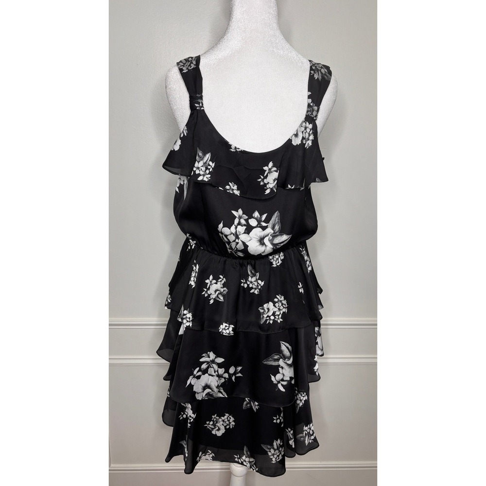 White House Black Market Floral Tiered Ruffle Dress‎ Size 8 Special Occasion - Picture 3 of 8